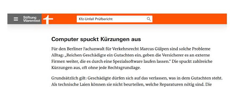 Auszug Stiftung Warentest Artikel